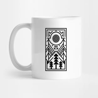 Spurce Trees Tribal Line Art (Black) Mug